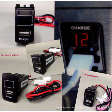 Puerto USB Cargador 12V Gsp iPhone + Voltímetro para Honda Toyota Cars